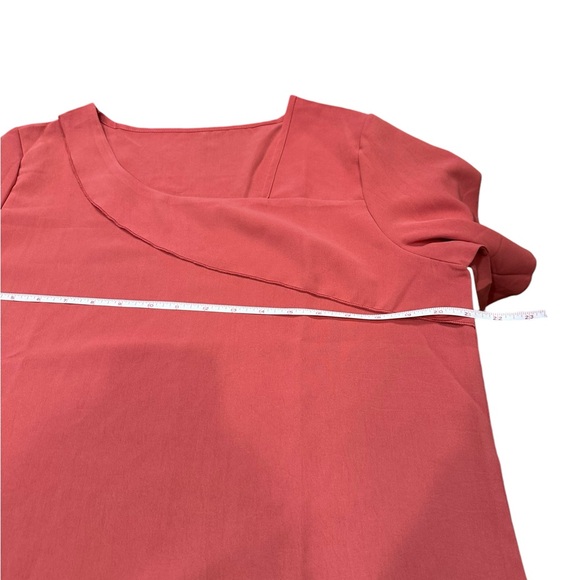 Rust Asymmetrical Swoop Collar Blouse - Picture 8 of 11